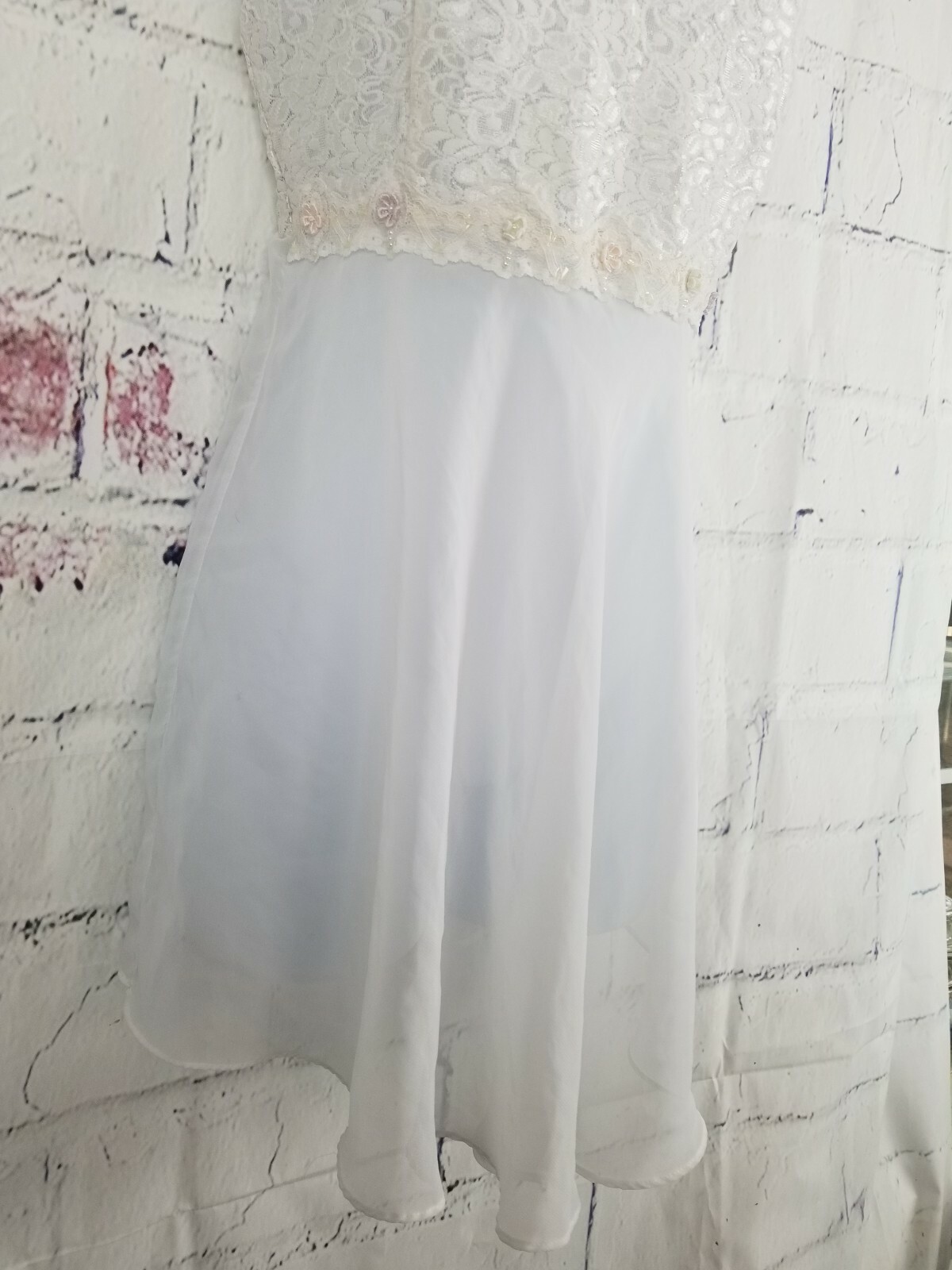 Etonne by Sarah Richards Vintage White Negligee Short size Medium Lace Bodice