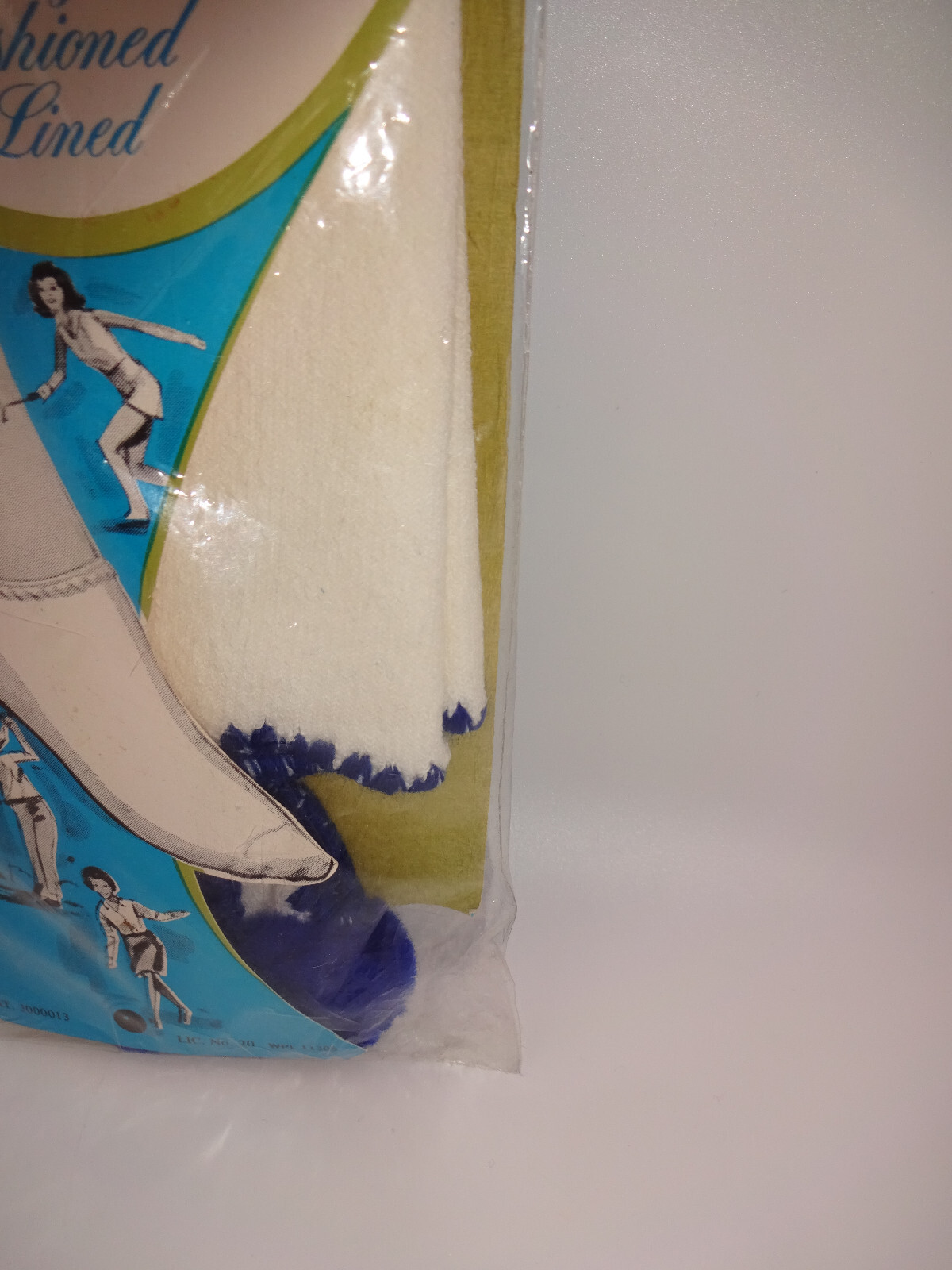 NOS New Vintage 1960s/1970s White Hide A Socks Blue Pom Poms 8.5-11 Stretch