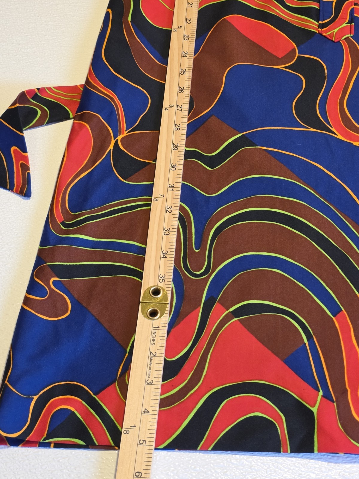 Vintage Lanvin Colorful Psychedelic Geometric Pointed Collar Short Sleeve Dress
