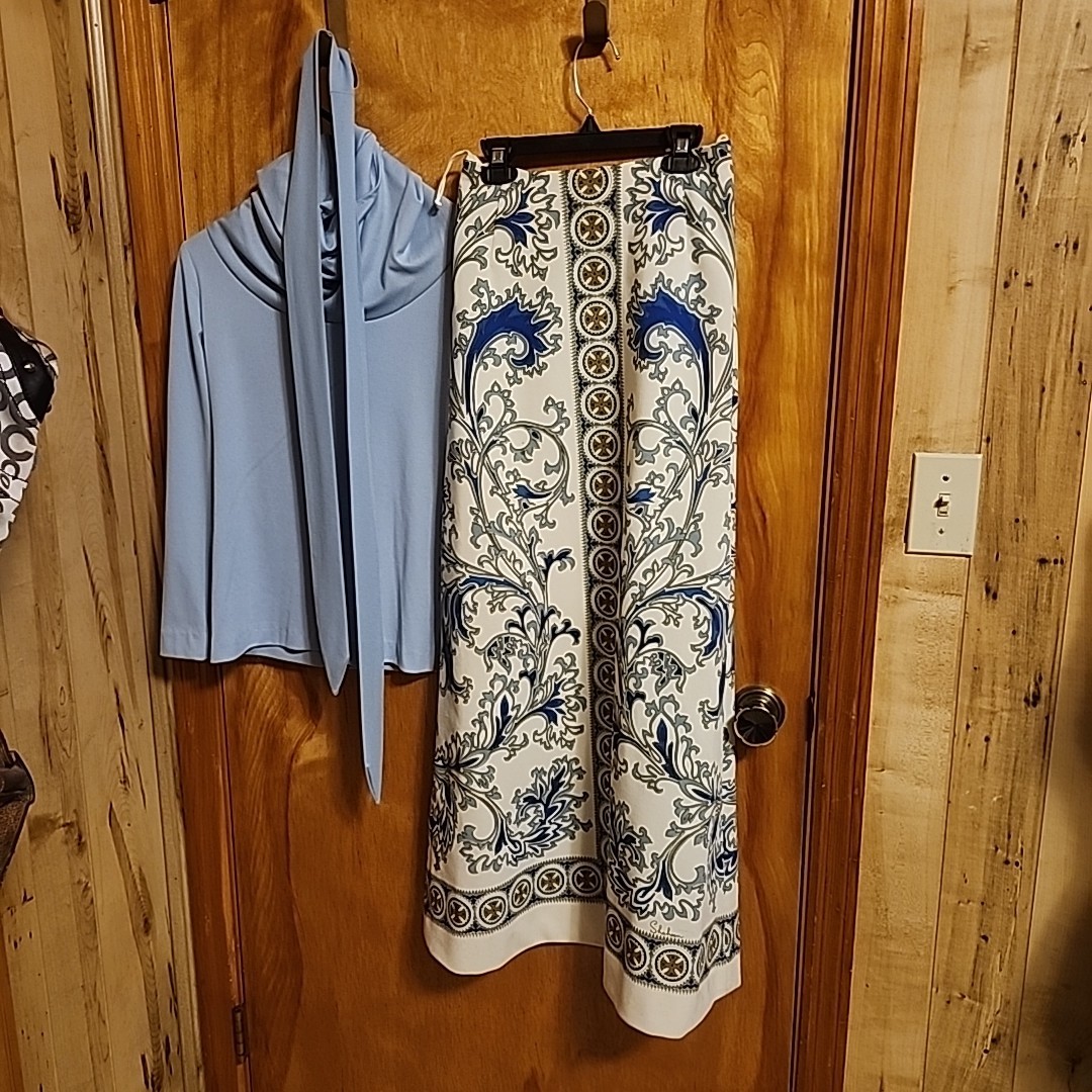 Vtg 70s Hawaiian Miss Shaheen Panel Print Luau Party Signed Hostess Maxi Dress S