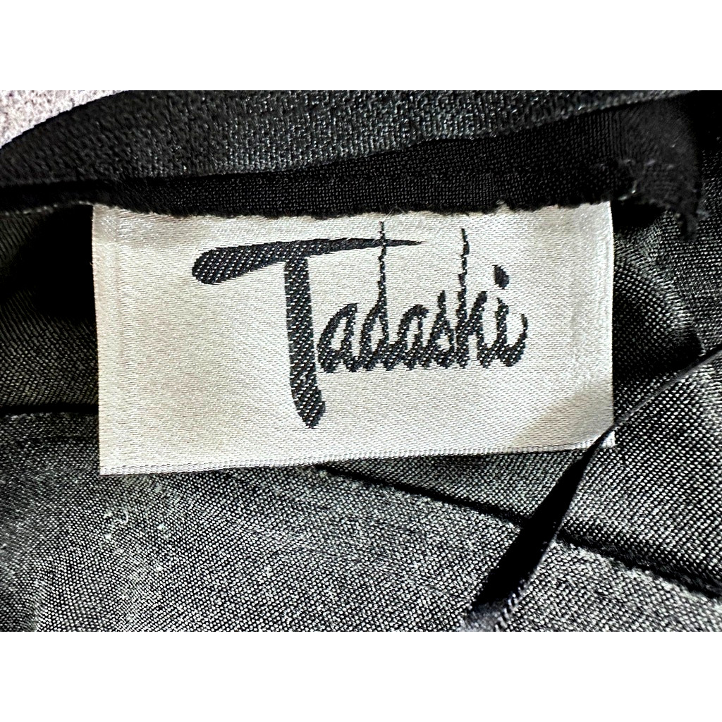 Tadashi VTG 1980s Long Black Evening Dress Sheer Cutouts Mob Wife Disco Glam M