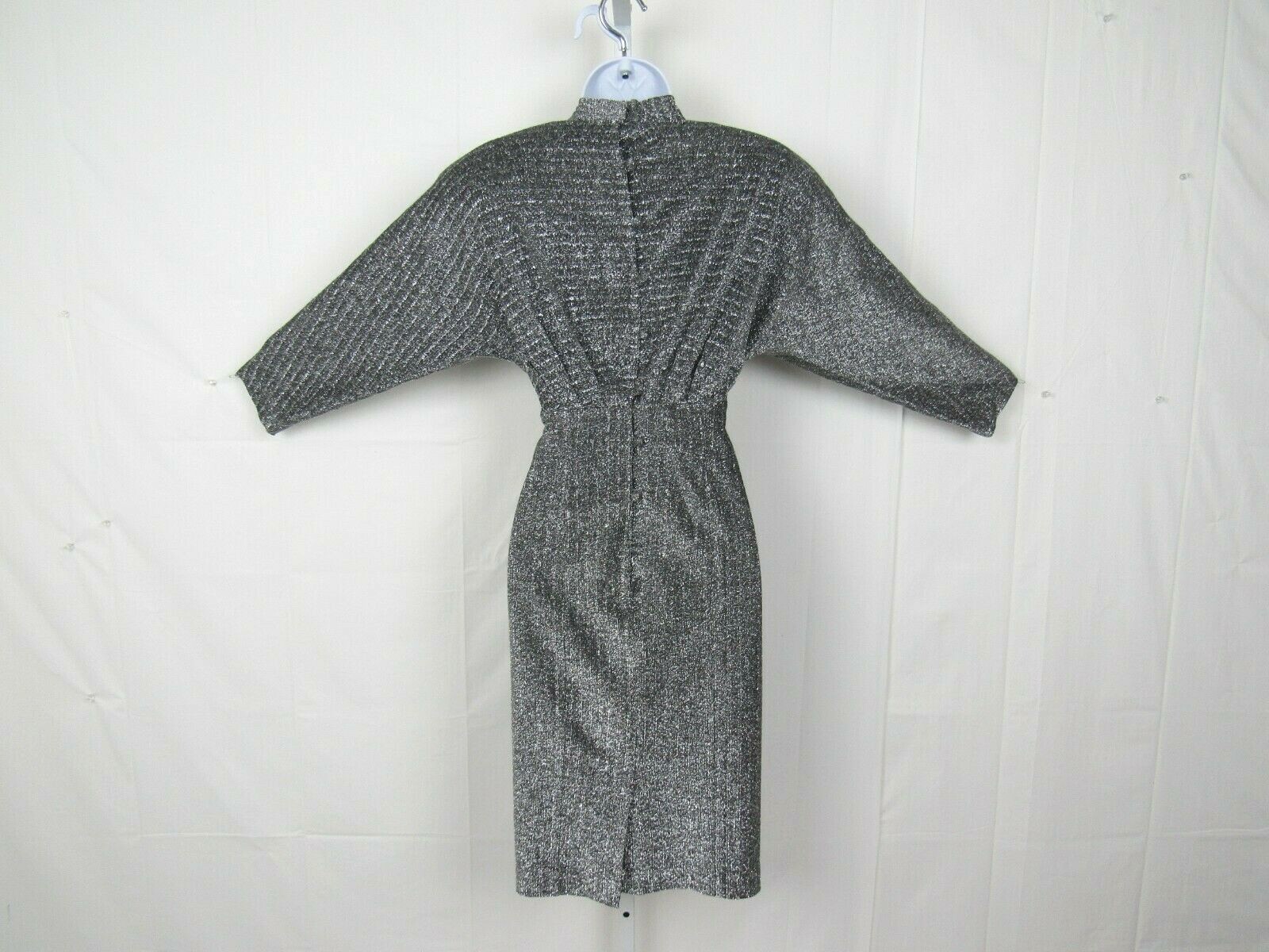 VTG NAFTA-LINE PARIS SILVER SPARKLING DRESS SIZE 38 FRANCE 8 / MED U.S. LINED