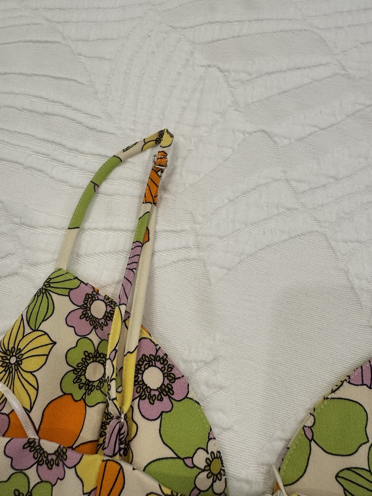 ZARA Floral Yellow Green Orange Purple Sleeveless Mini Dress Women’s S