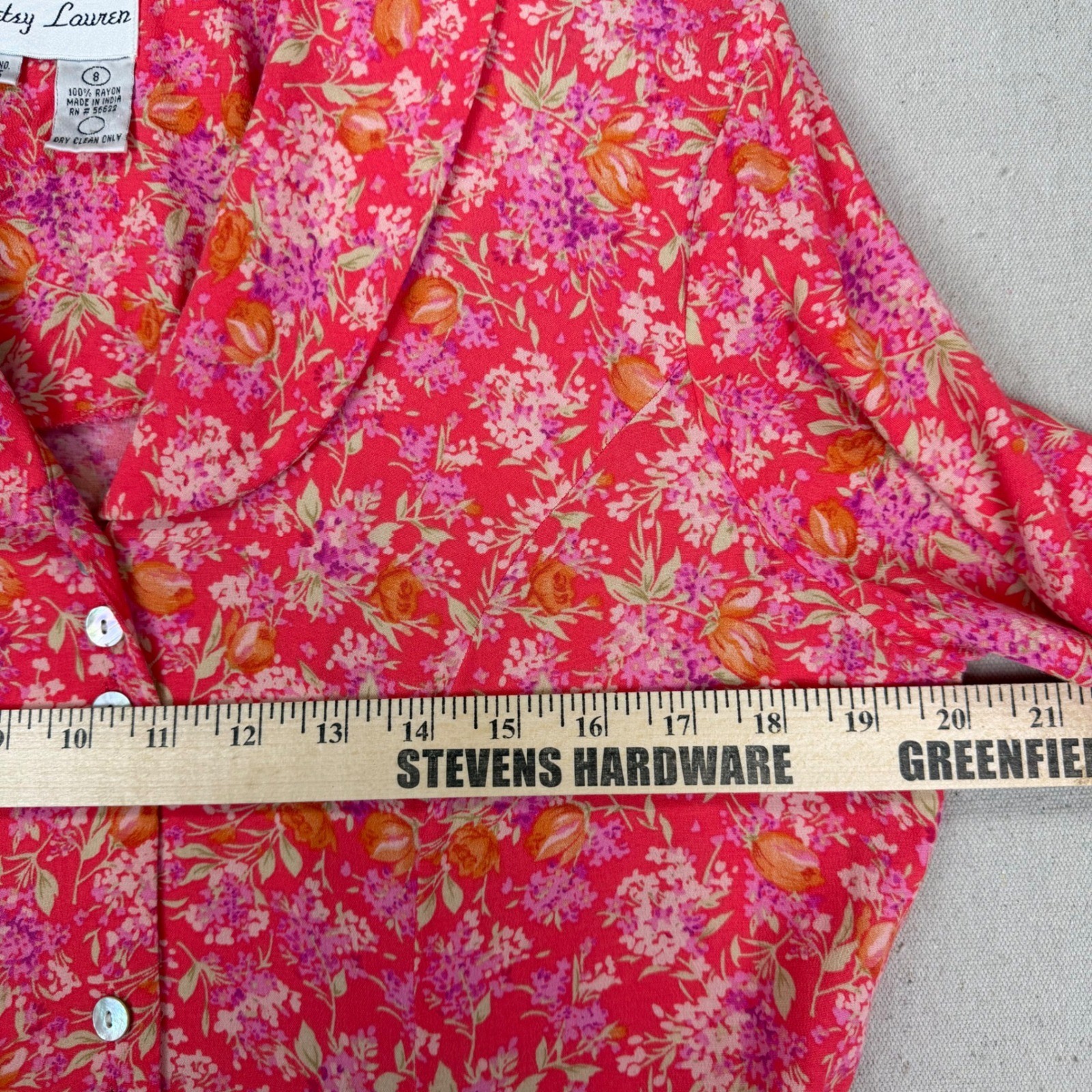 Betsy Lauren Vintage 90s Pink Floral Rayon Maxi Dress Cottagecore 8 1990s Garden