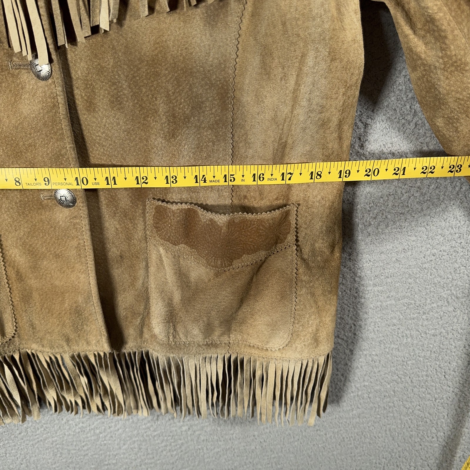 Vintage Ralph Lauren Suede Fringe Jacket Womens Large Brown Western Cowgirl FLAW