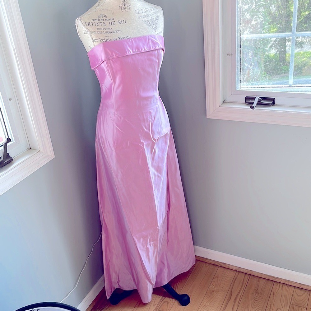 Vintage Gunne Sax sateen pink strapless formal maxi dress Size 9 (junior)