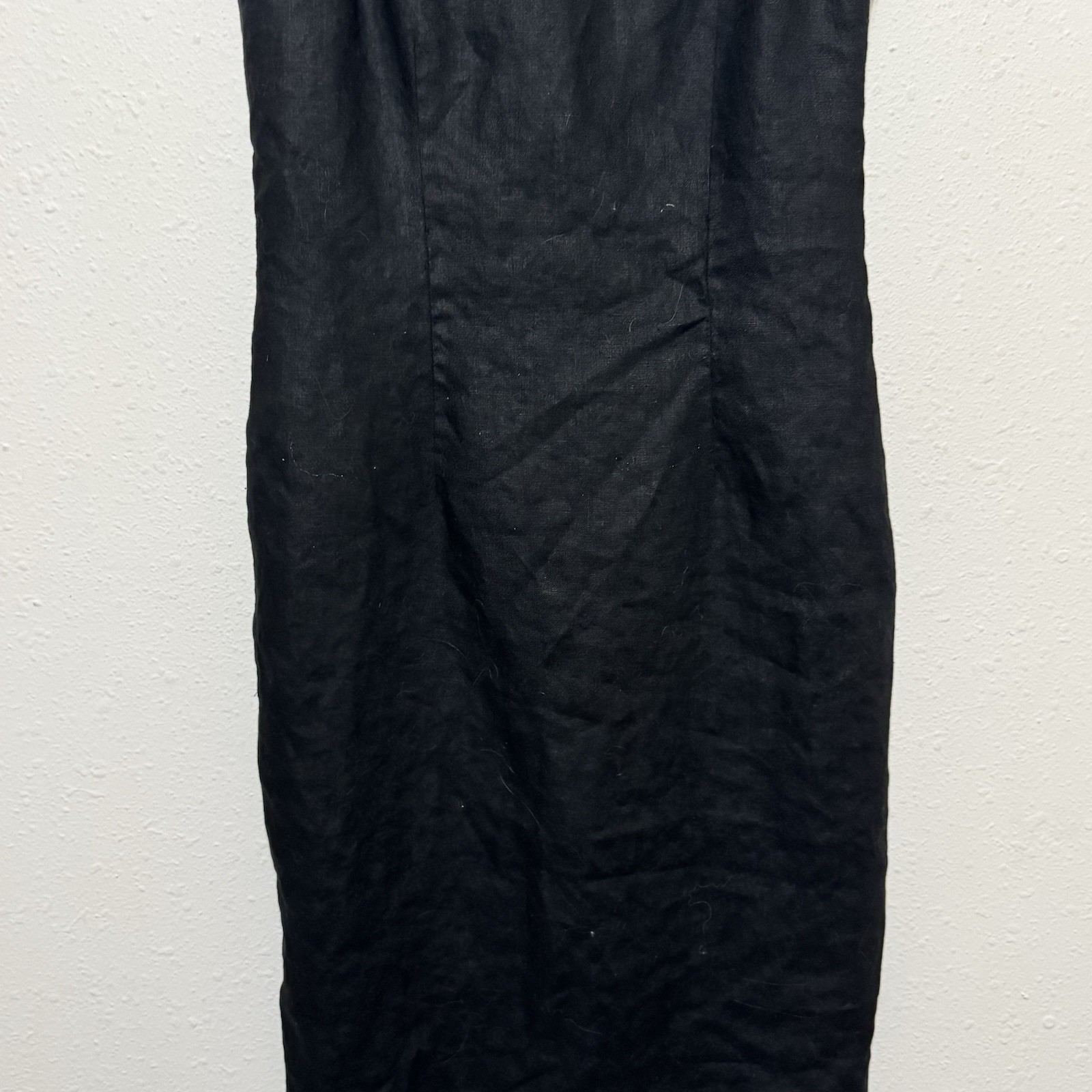 Vintage Althuser 100% Linen Slip Dress size 4 black low back classic shift