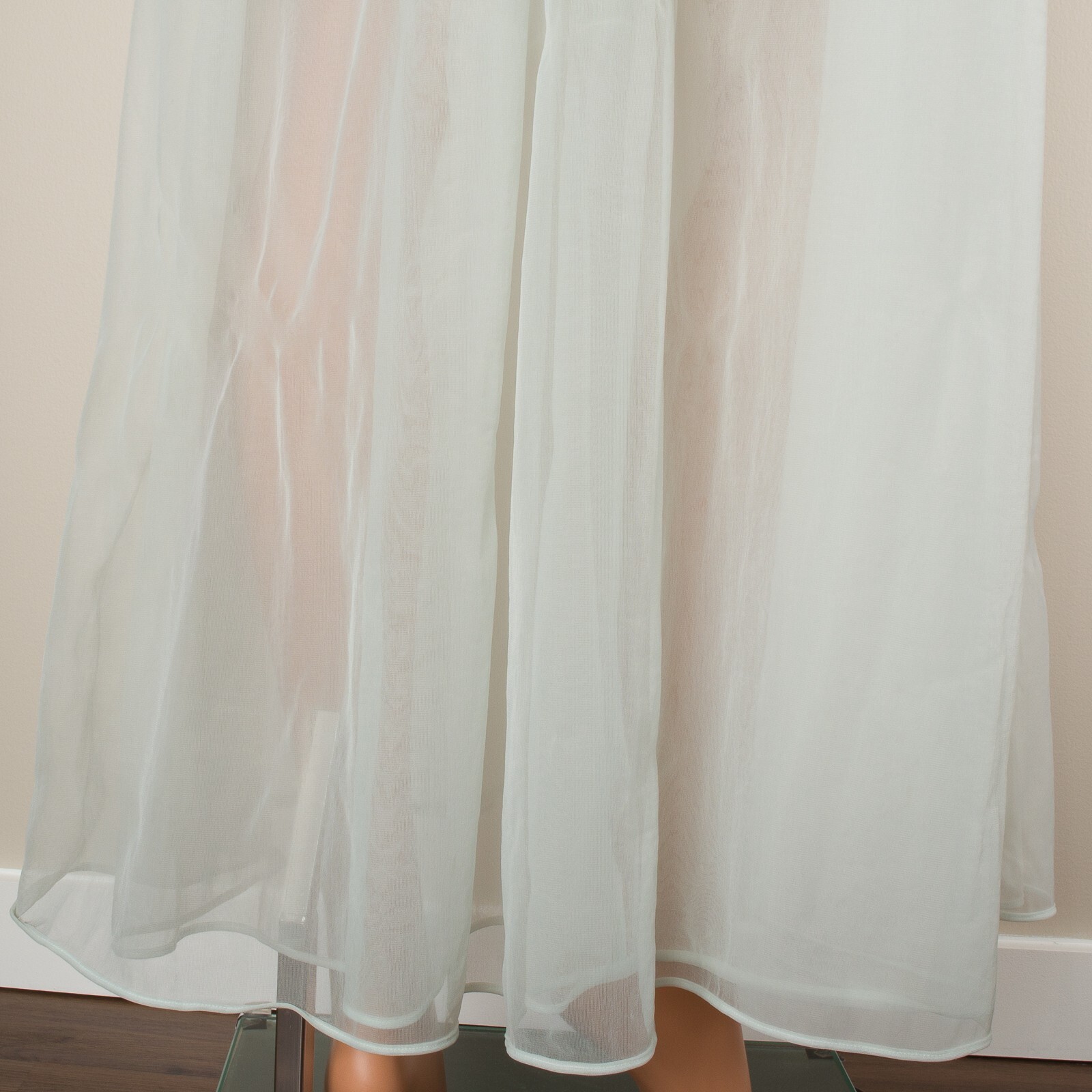 💖 SHADOWLINE Double Chiffon Mint Green Peignoir Robe Gown Nylon Full Length S