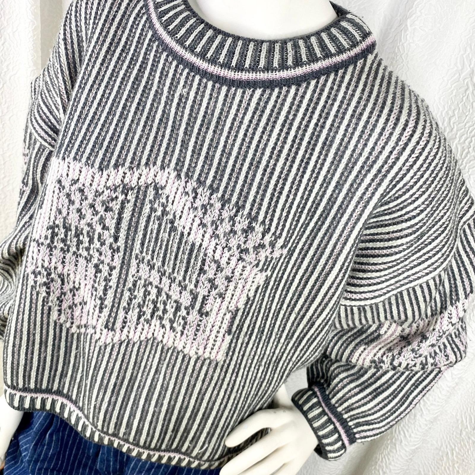 Vintage Unionbay Wool Blend Sweater, Striped Chunky Knit, Y2K Crop Top, Size L