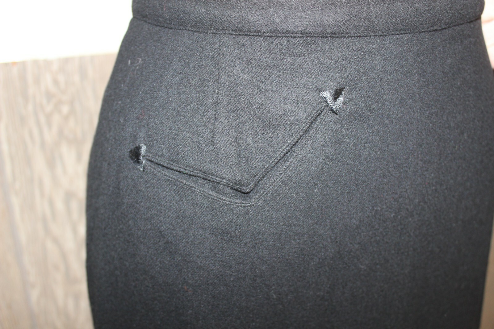 VTG 60s EVAN-PICONE BLACK WOOL A-LINE WIGGLE PENCIL SKIRT 25 1/4″W