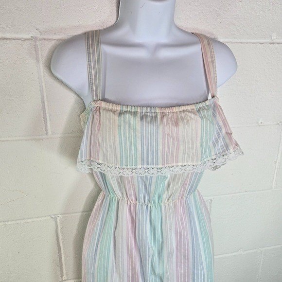Vtg 70s ice cream rainbow pastel striped sundress