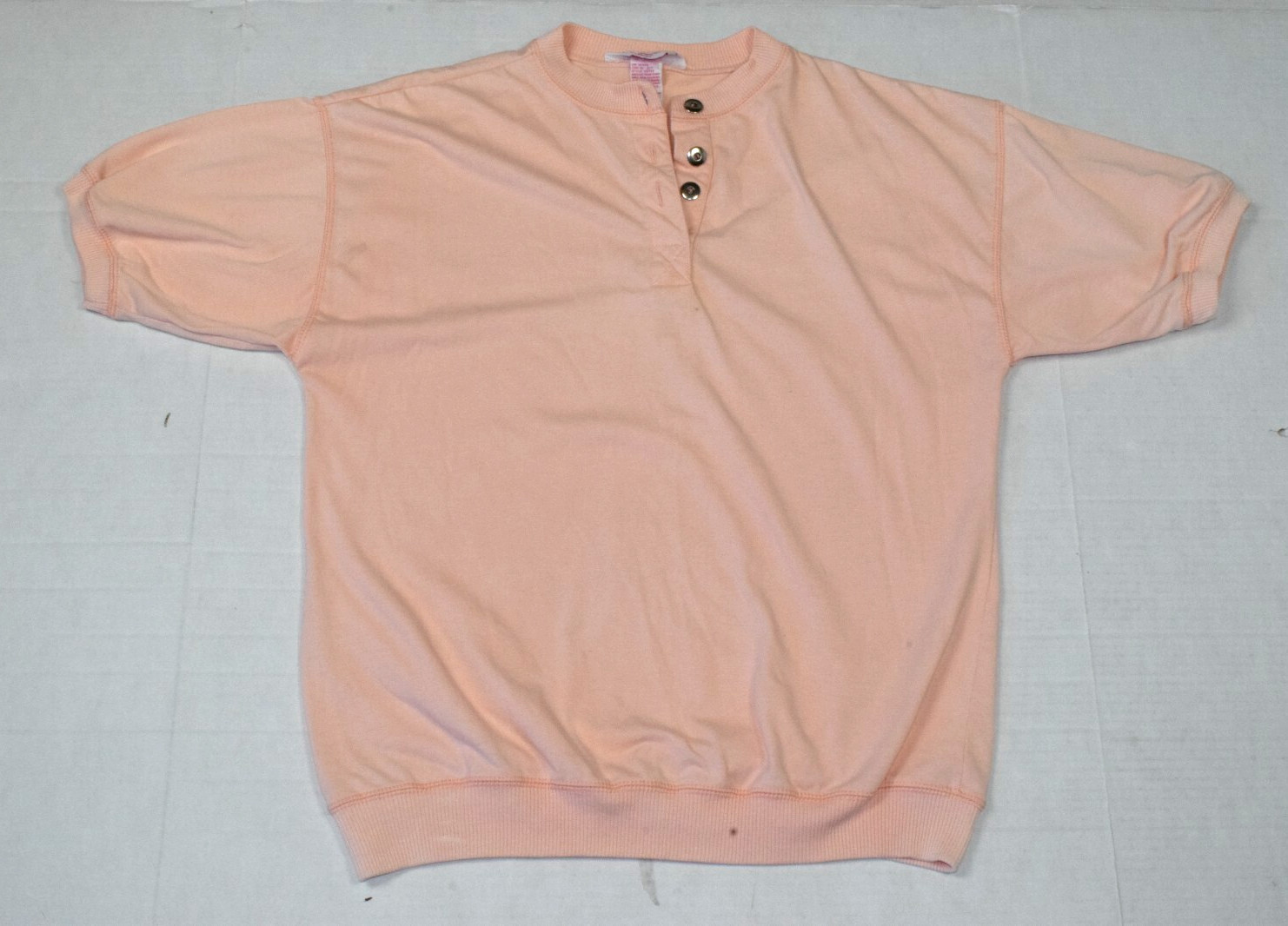 Vintage Womens Shirt Carriage Court Sport Size M 80s Peach 3 Button Top