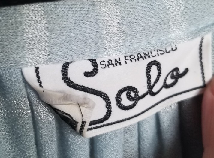Women’s Dress Light Blue 70s 80s SOLO SAN FRANCISCO Removable Belt Midi