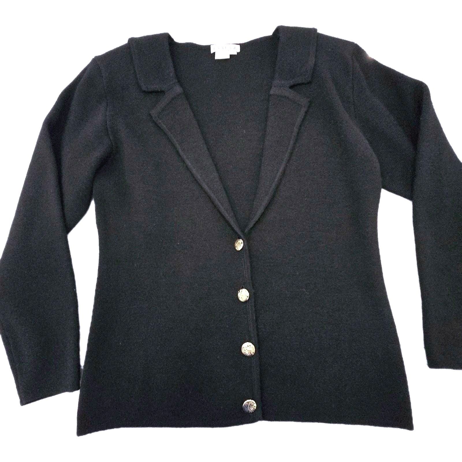 VTG Jos. A. Bank Women’s Black 100% Merino Wool Sweater Blazer Jacket – Small