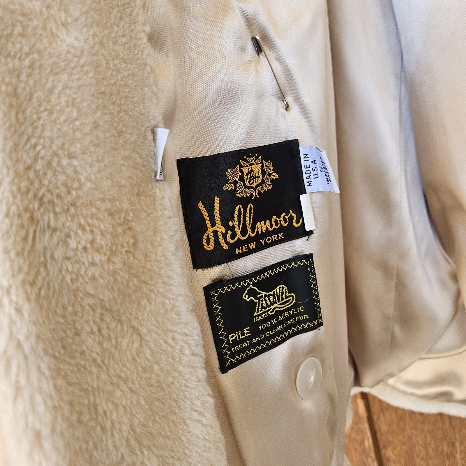 Hillmoor of New York Vtg Tan Cream Faux Fur Women’s Jacket/Coat Size 12