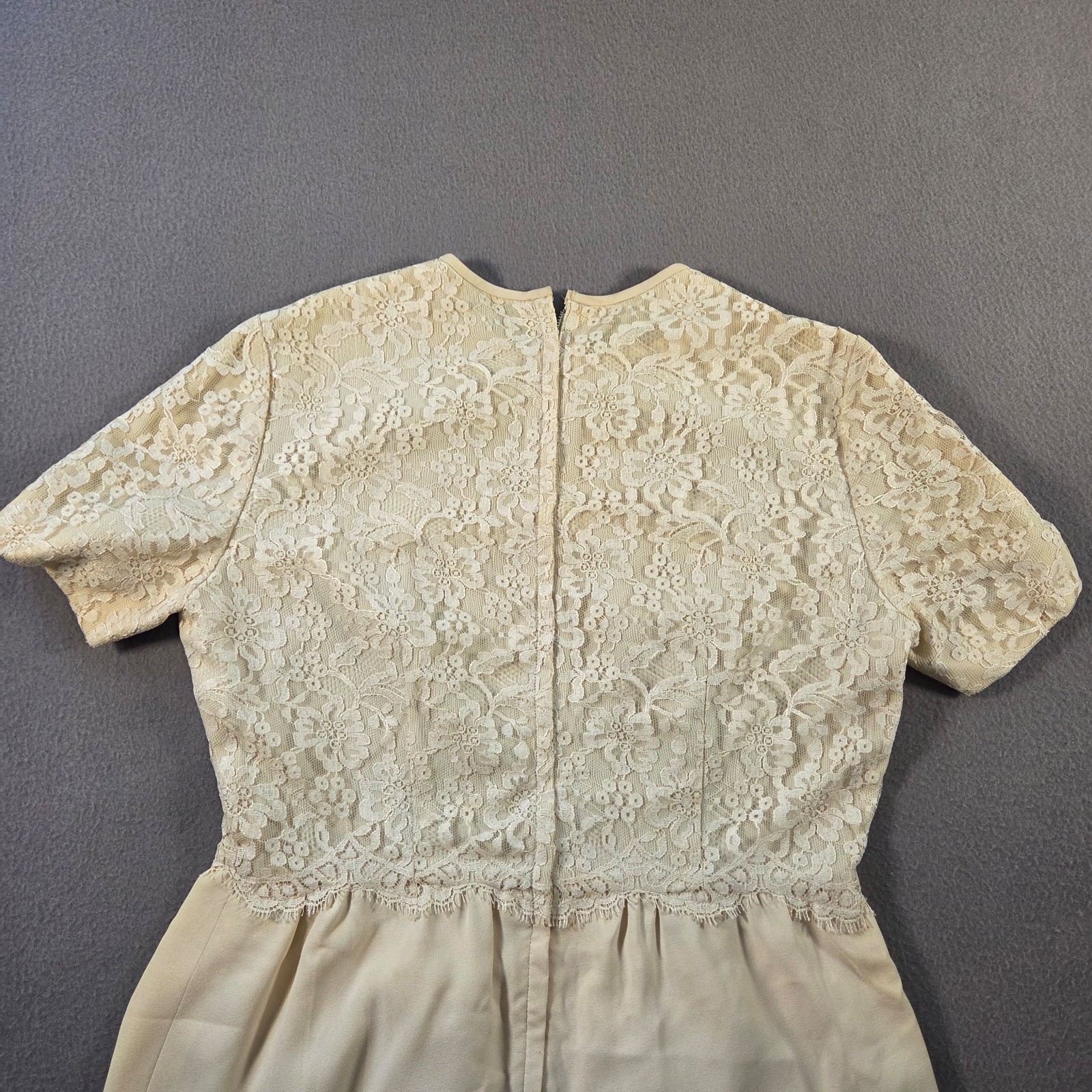 Vintage L’Aiglon Dauphine Dress Womens Large Floral Lace A Line Short Sleeve 60s
