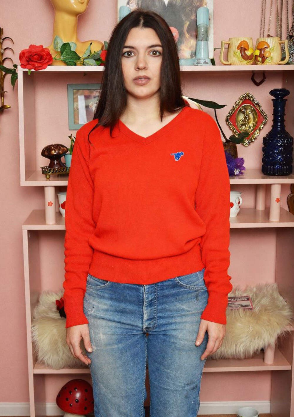 Vintage 1970s Wrangler V-Neck Pullover Sweater