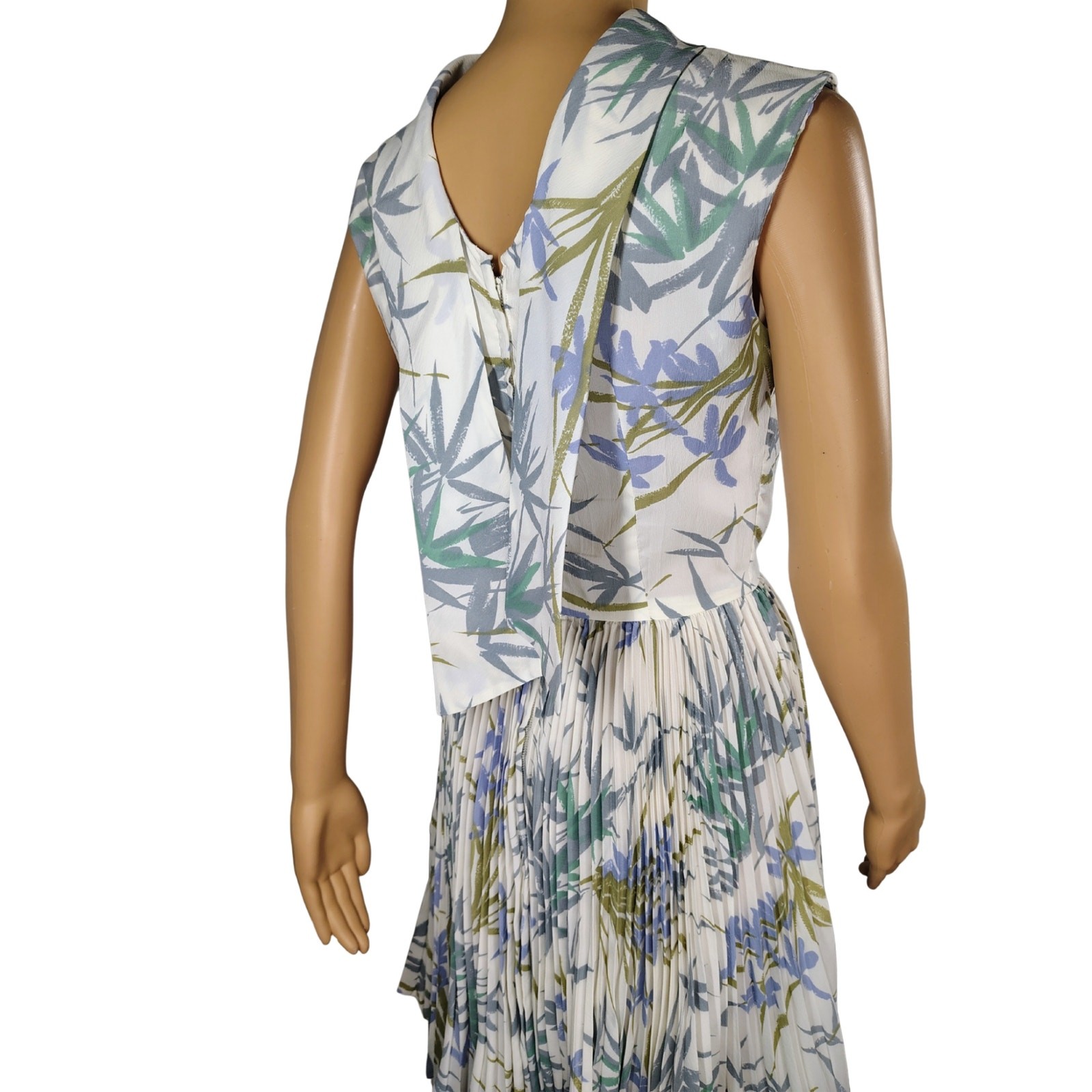 1960s Carol Craig Pleated Floral Wallpaper Print Midi Tea Cocktail Dress Size XS