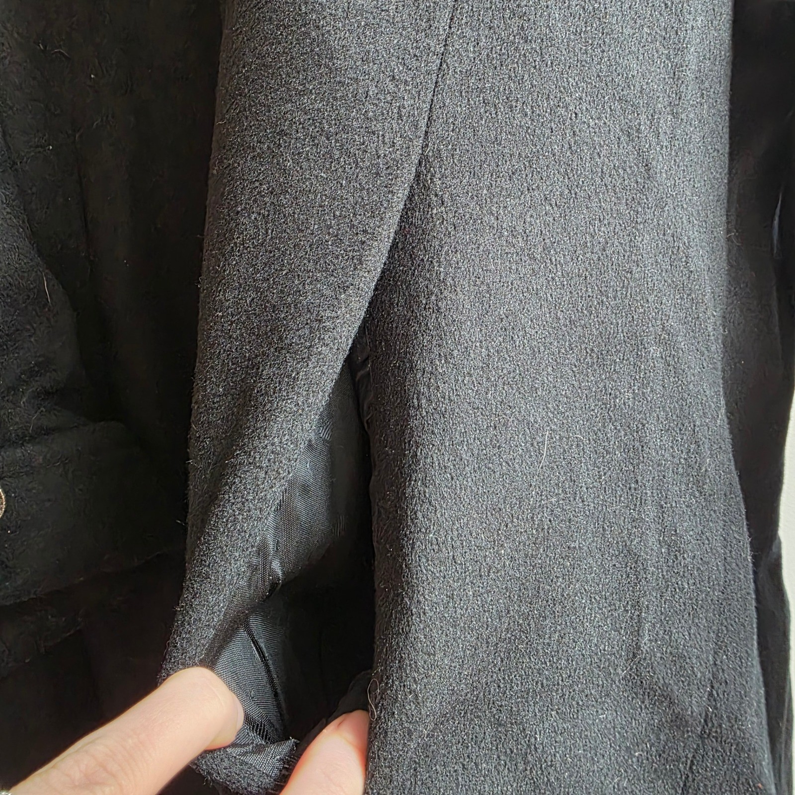 Vintage Ashley Scott Black Wool Blend Overcoat Made in USA Women Large