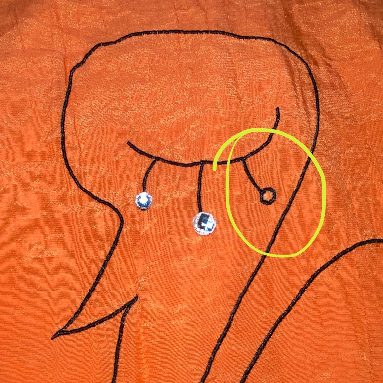 Vtg Artsy Blouse Large Orange Top Whimsical Bird Crystals Gauzy Rayon Korean m