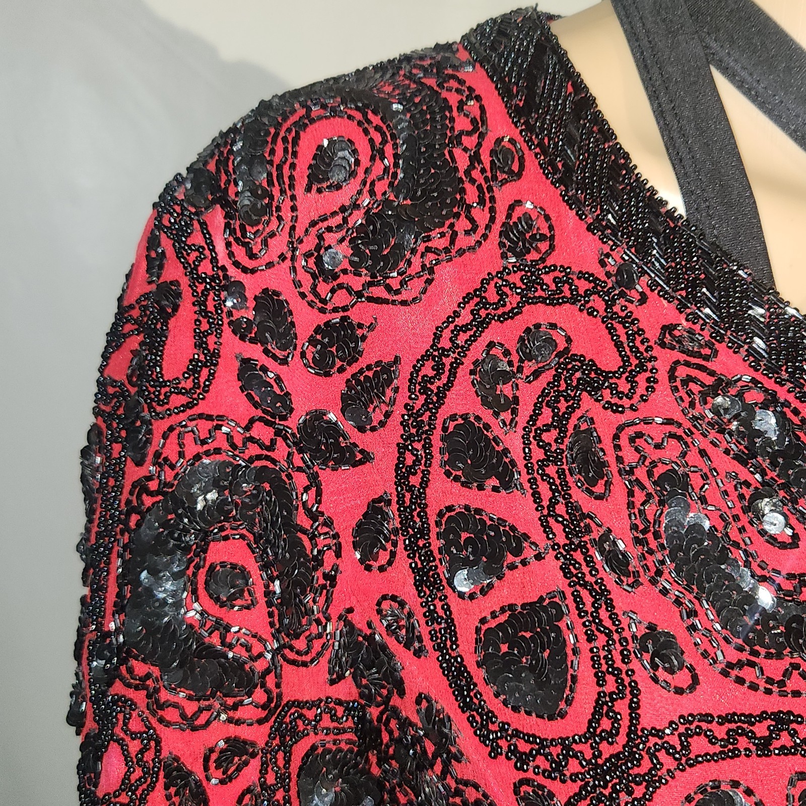 Vintage 1980s Beaded Sequin Niteline by Della Roufogali Made in India Size 8 Fun