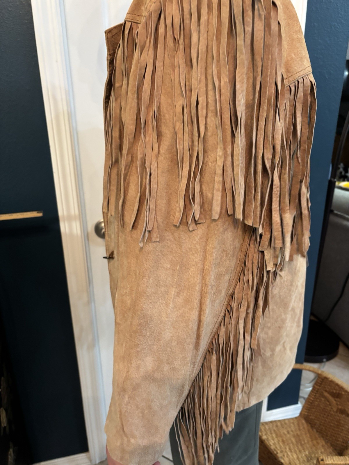 VTG Genuine Suede Fringe Jacket “Western Cowboy” Aesthetic Unisex Size L