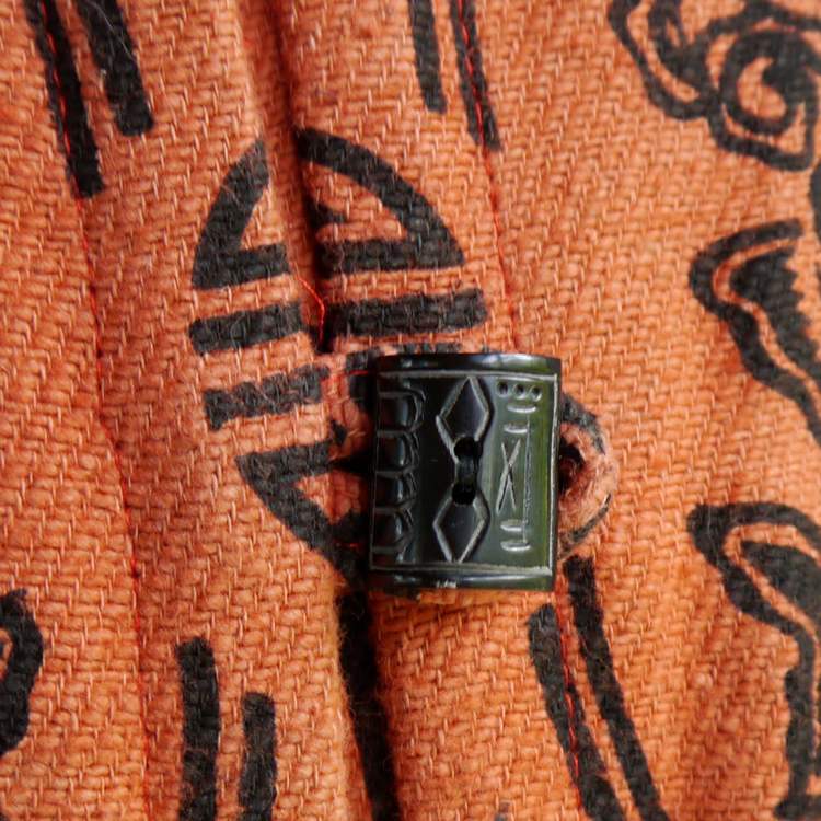 Vtg Hippie Festival Tribal Jacket Mandarin Carved Bone Buttons Cheppu Nepal S