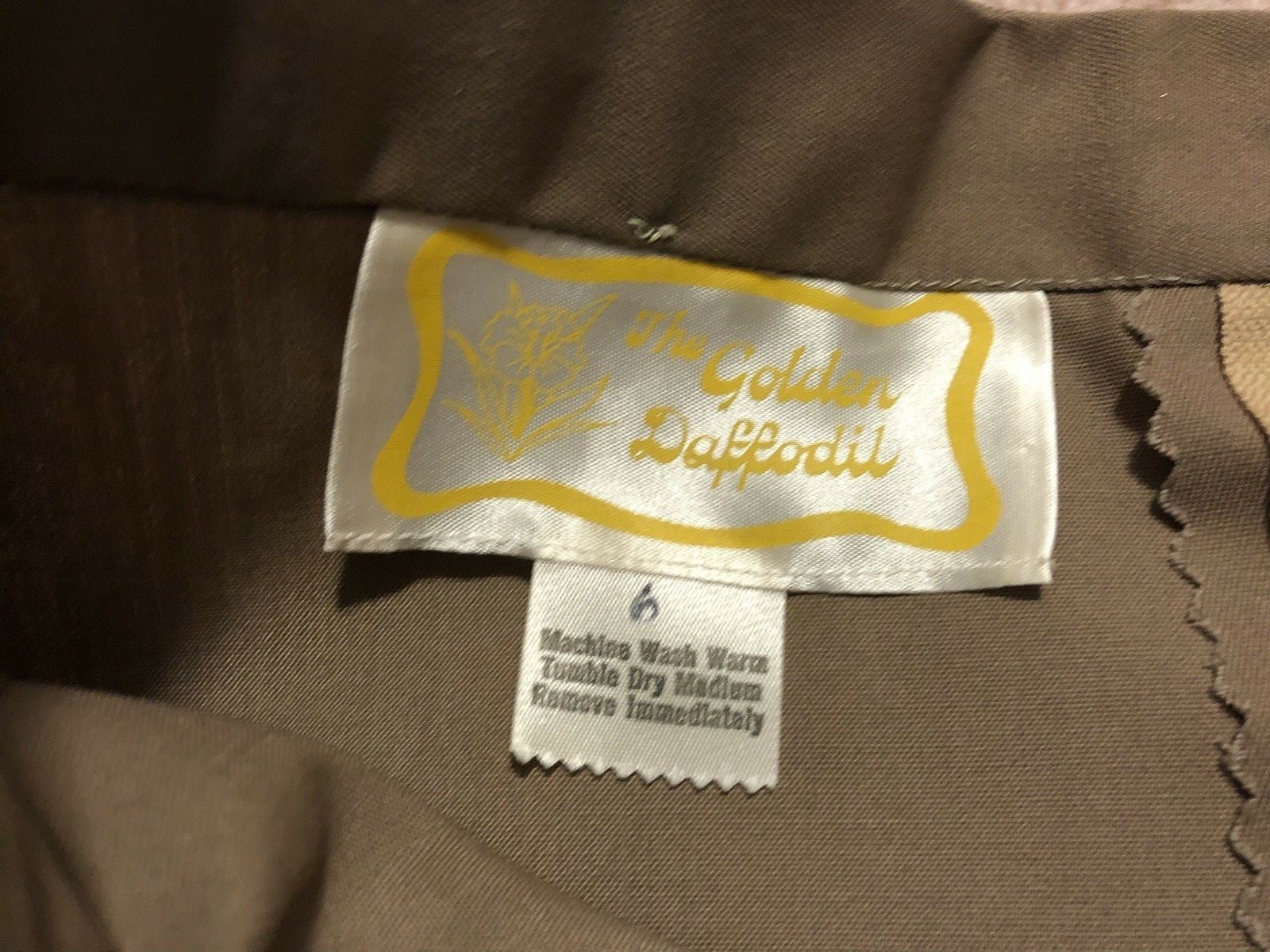 Vintage The Golden Daffodil brown A-line skirt with buttons size 6 {XS-S} NEW