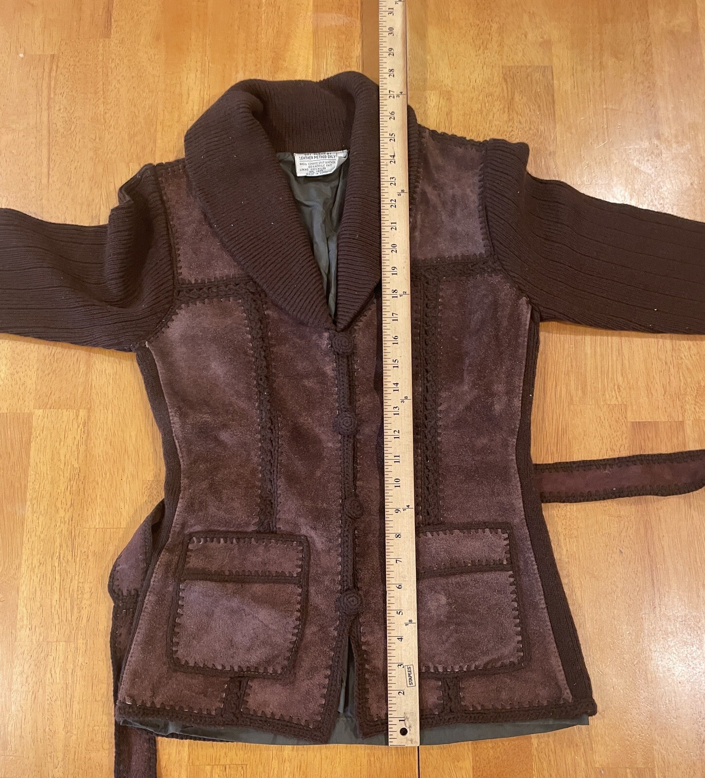 Vintage Cowhide Split Leather Shirt Women’s Small Jacket Large Coat 1970’s