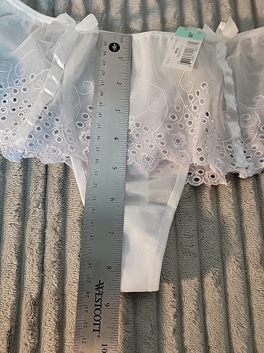 Vtg 🔥 Small Delicates Lace Nylon Mesh See Through Skirted Thong JCPenney Bows