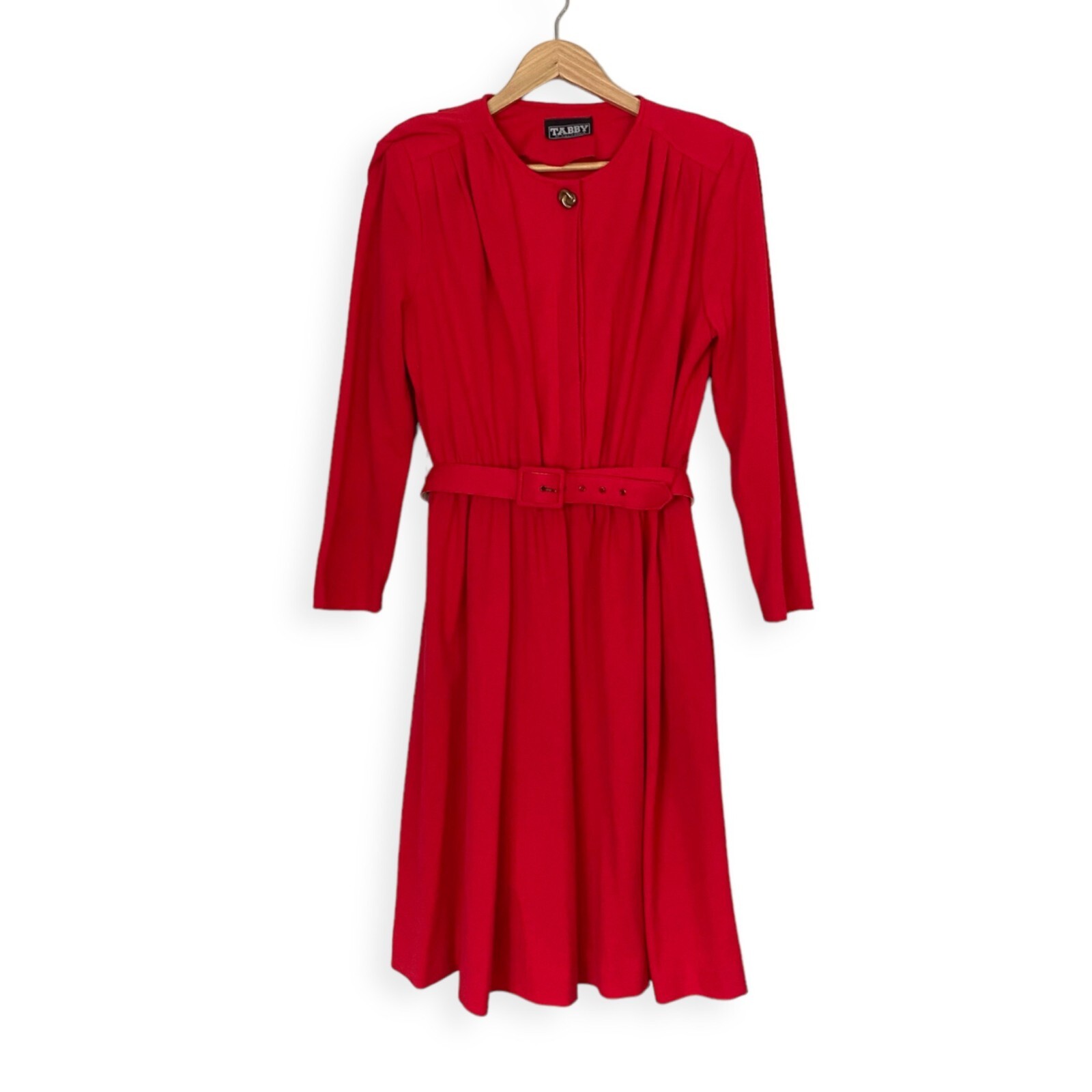 Vintage 80s Tabby of California Women’s Red Long Sleeve Belted Dress