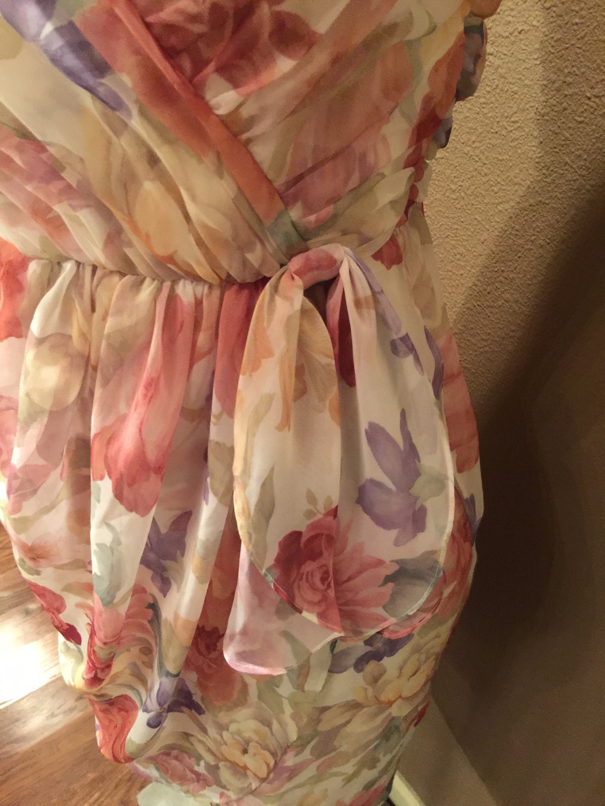 Frank Usher 10 M Floral Ruched Luxe Event Dress W Spaghetti Straps