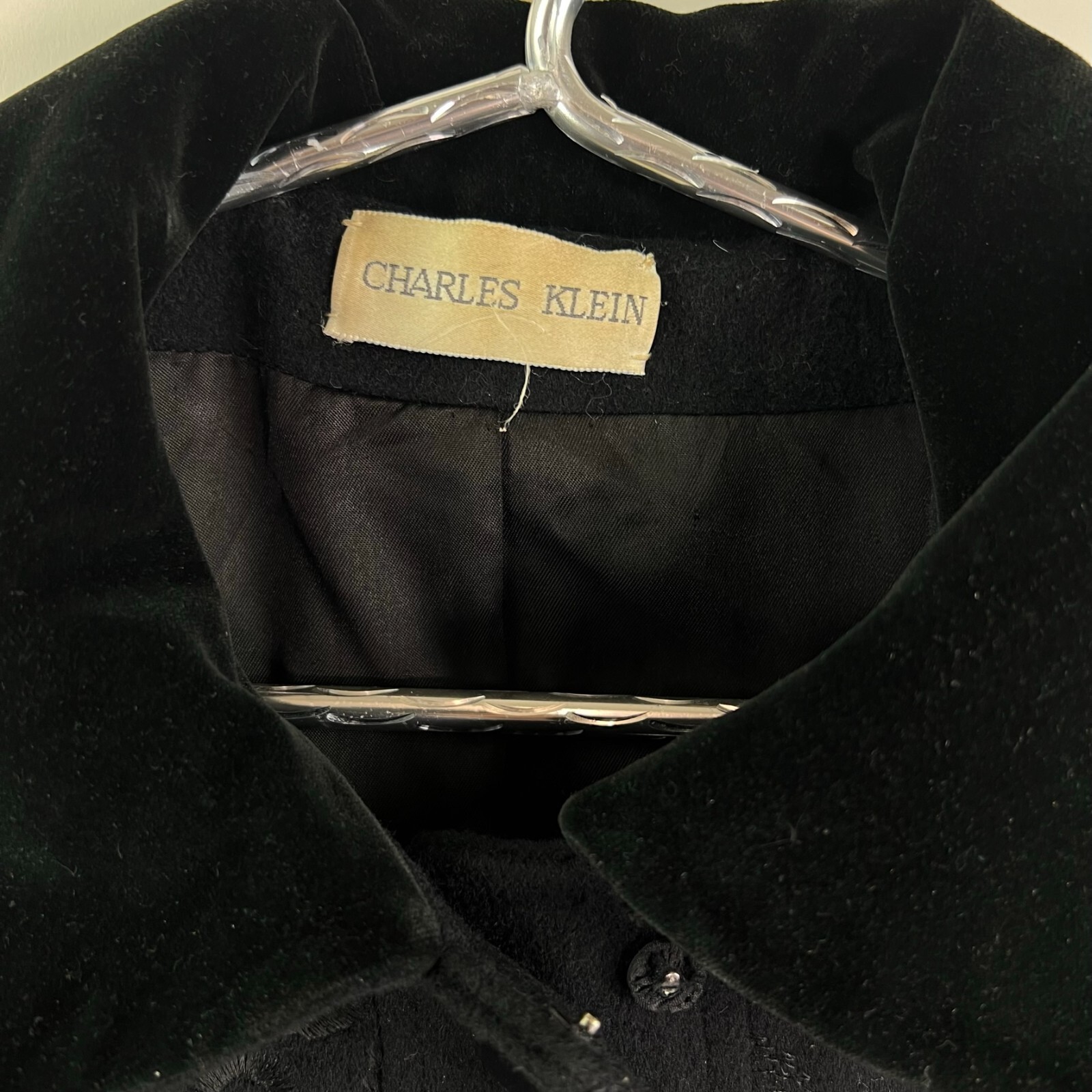 Forstmann Caplet Beaded Victorian Wool Jacket Womens Size XL Black Vintage