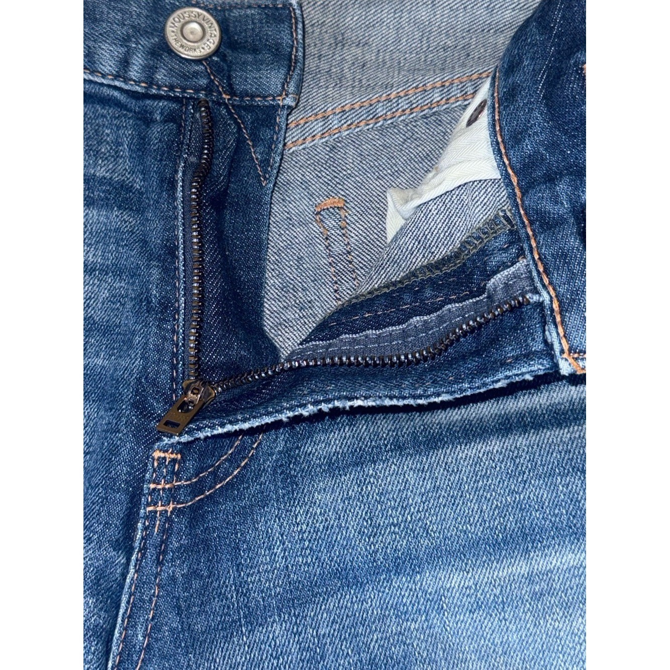 MOUSSY VINTAGE Distressed Selvedge Crop Jeans Raw Hem | Women’s 28