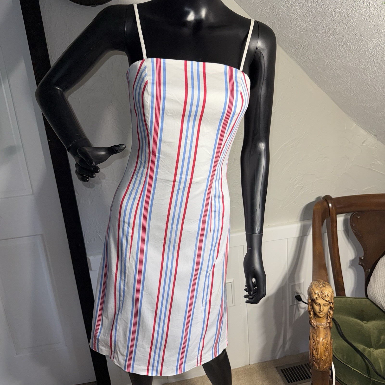 Vintage Melanie Apple Nautical Sundress Sleeveless Form Fitting Sheath Dress Sz2