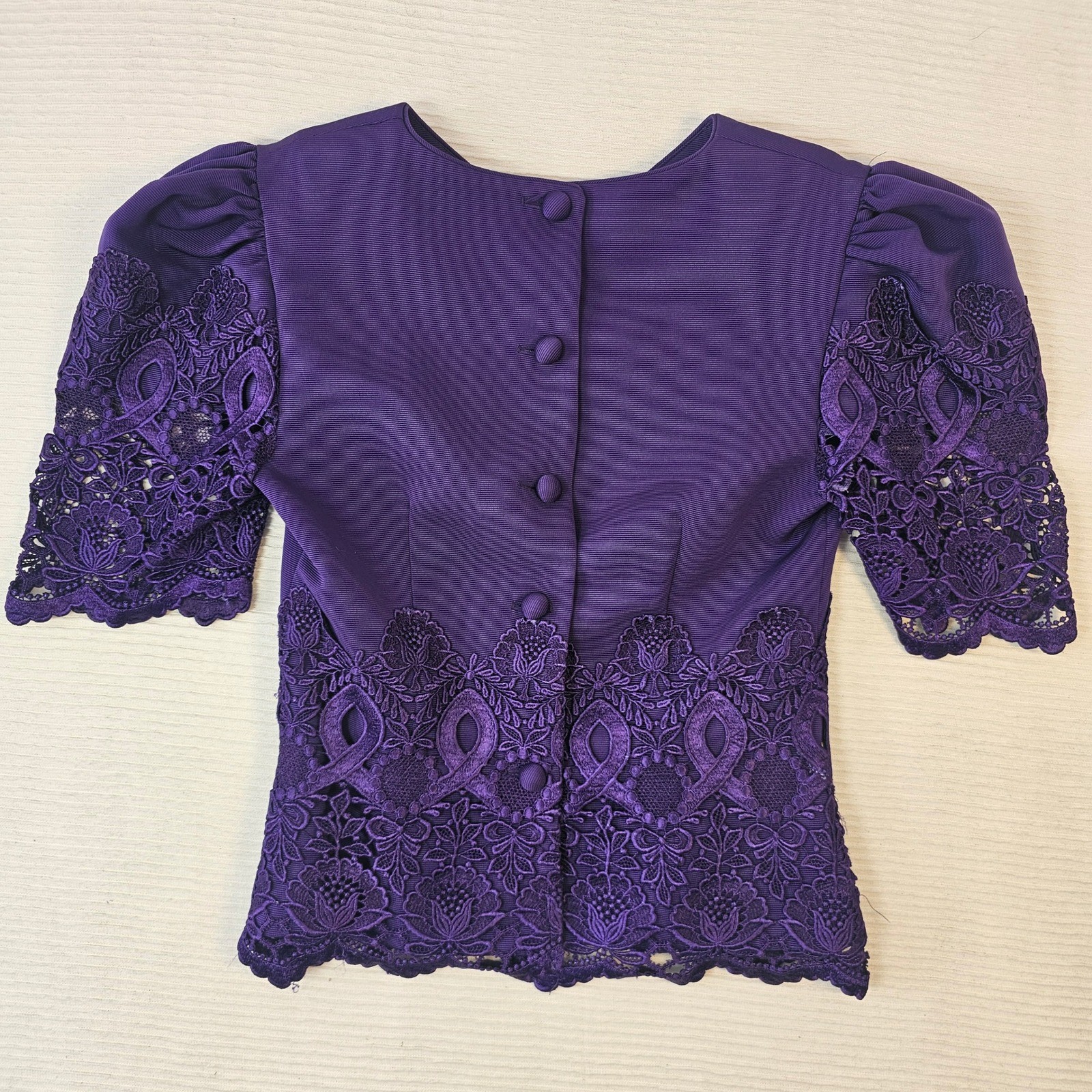 Digna Yero Vintage Purple 2 Piece Skirt Set Lace Top Mini Skirt Made in USA 10