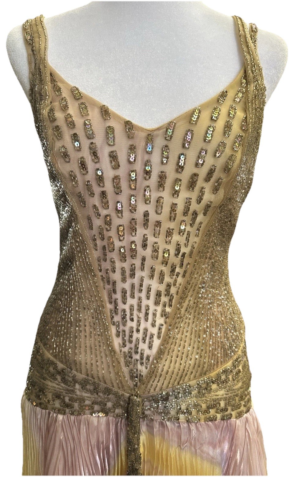 Vintage 70s Mike Benet Beaded Couture Look Fairycore Handkerchief Hem Gown