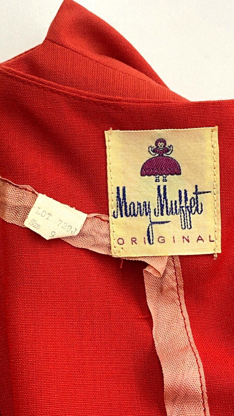 Vintage red 1950s dress set, short sleeve, sleeveless sundress bolero, pin-up XS