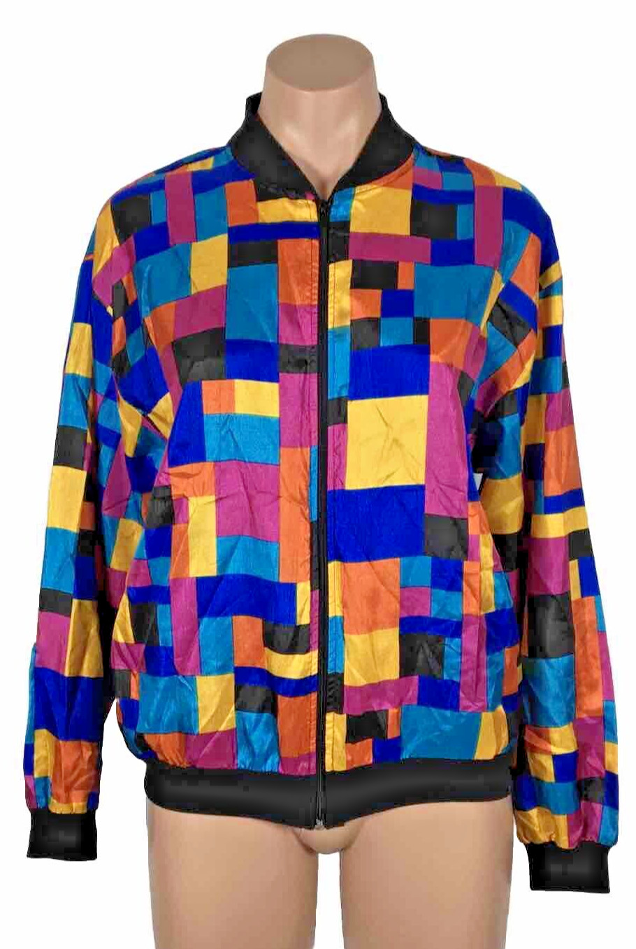 Vintage IMPRESSIONS OF CALIFORNIA All Over Print sz 6 zip Bomber Jacket Neon