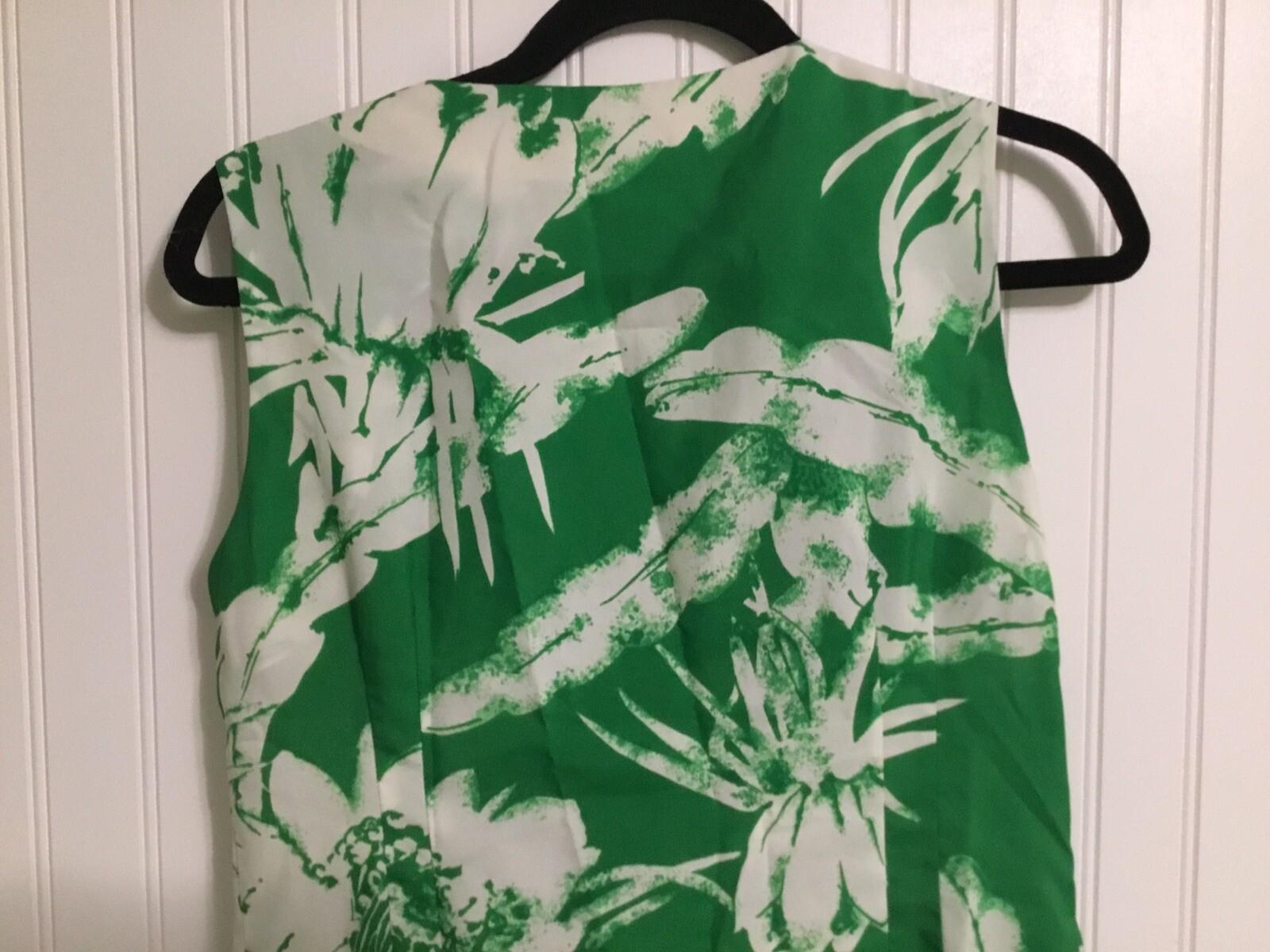 Vintage B Altman Fifth Avenue New York Size 12 Sleeveless Dress Green/white