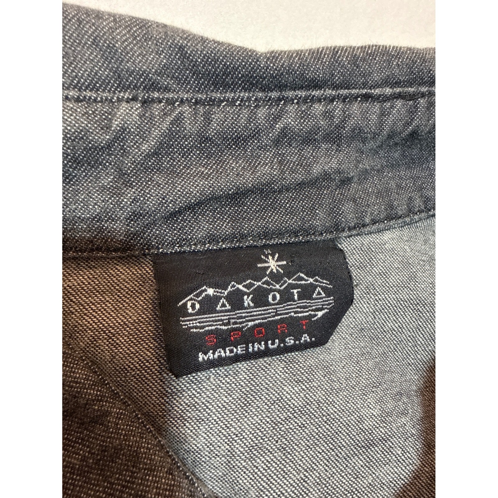 Vintage Dakota Sport Black Denim Button Down Shirt 90s Made in USA Shoulder Pads
