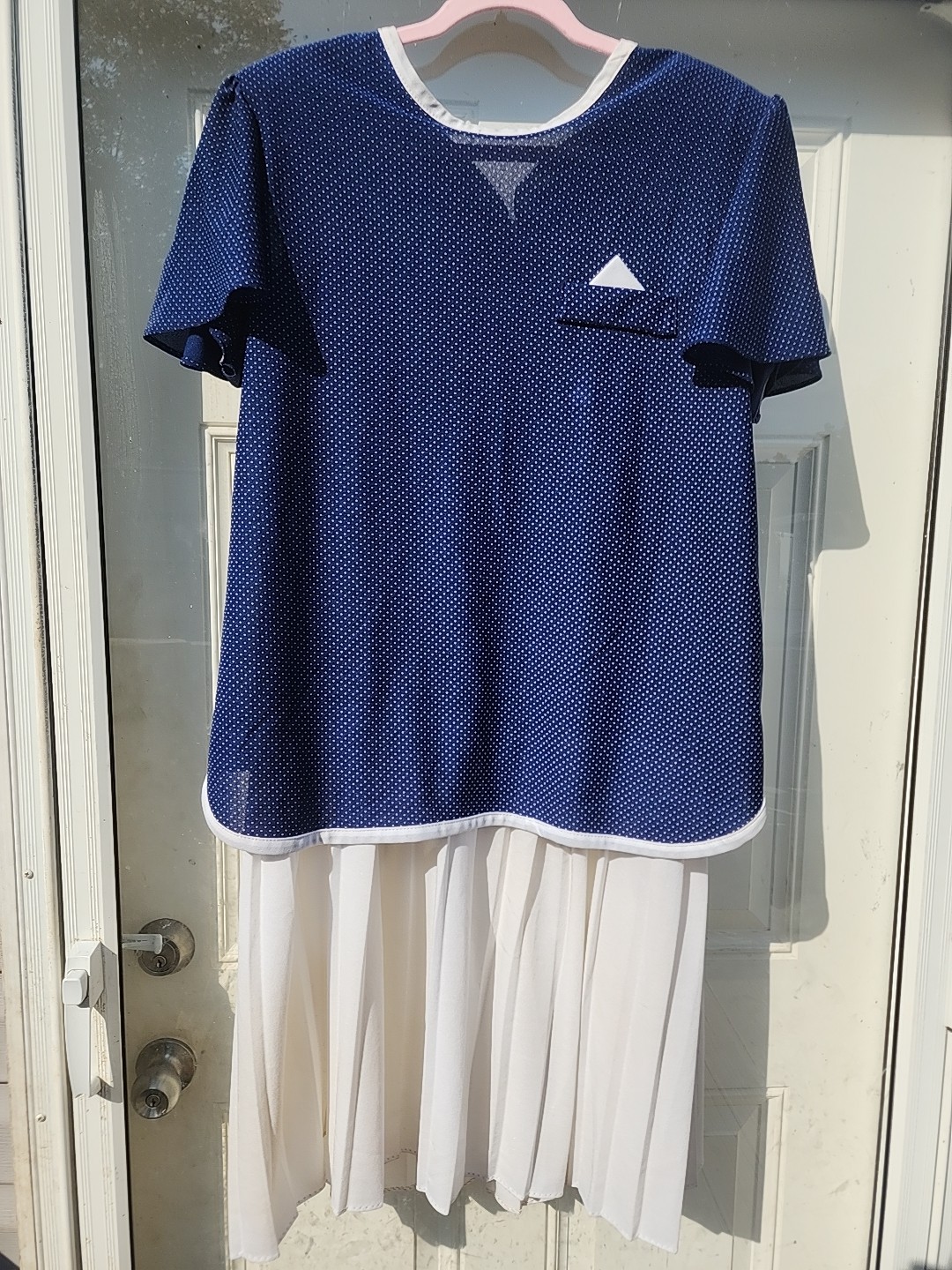 Vtg 80s Plus Romantic Trad Wife Modest Volup Polka Dot Tea Party Dress Sz 20