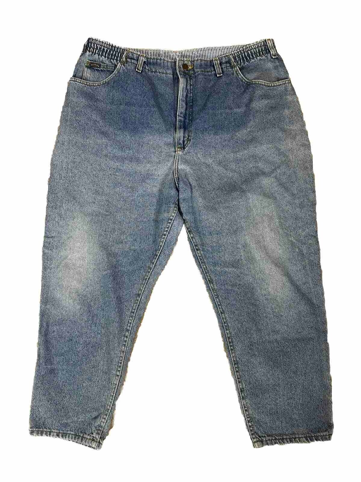Vtg Riders Woman’s 24 W Petite blue denim jeans Elastic High Rise Mom 40×25 V2