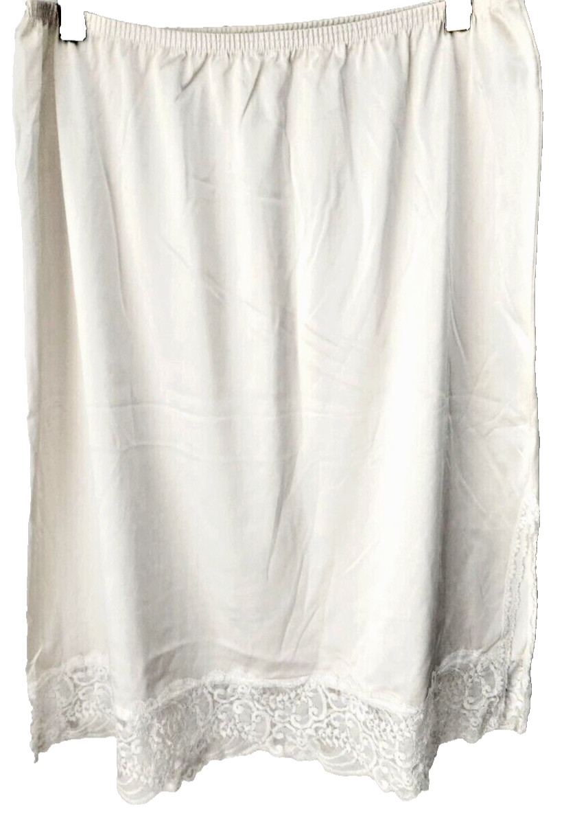 Nylon Slip APPLAUSE Knee Length Half Slip women’s size L Ivory Lace Vintage