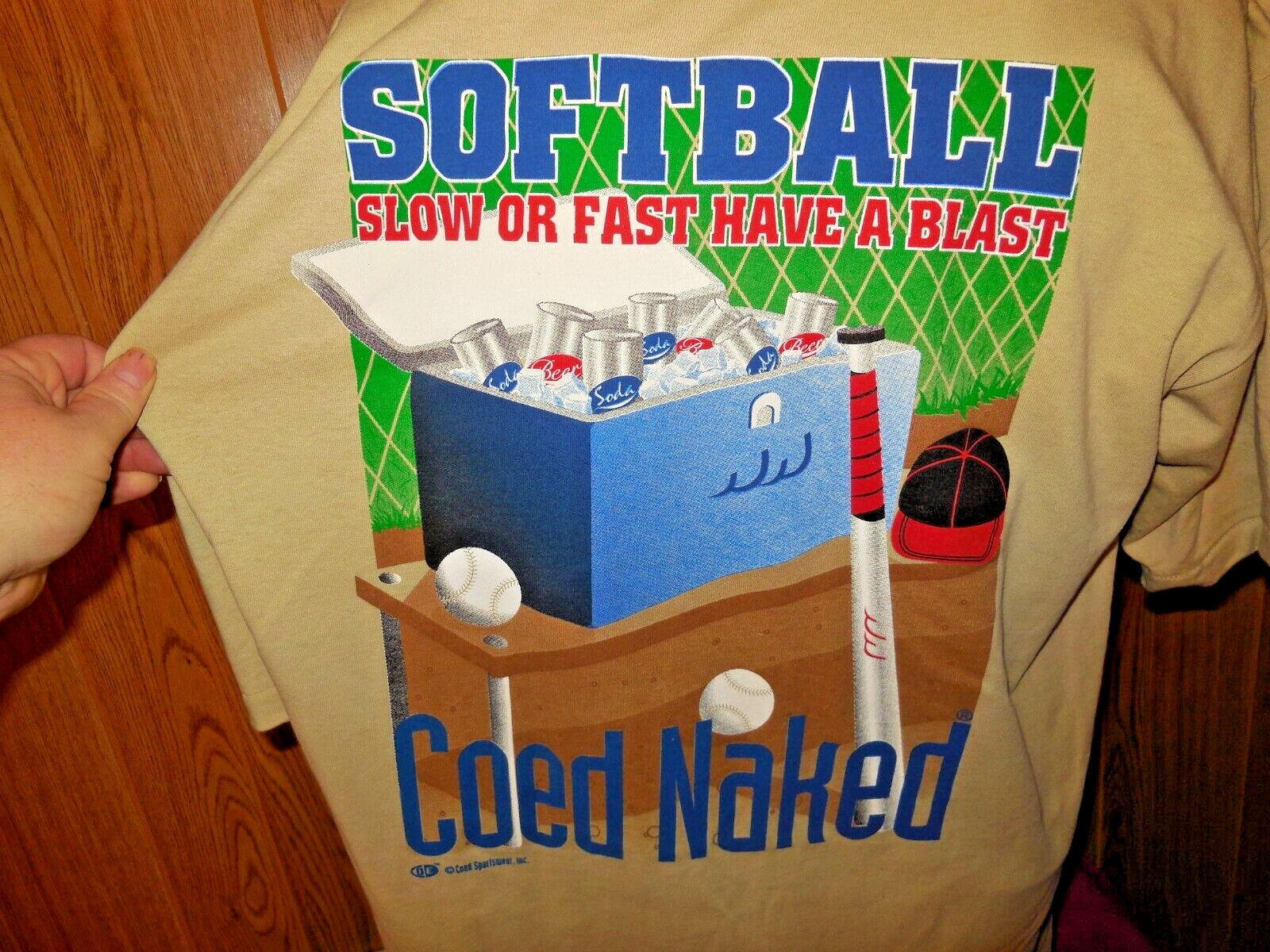Y8 Vtg 90s Coed Naked Softball Size XL Single Stitch Tee T-shirt