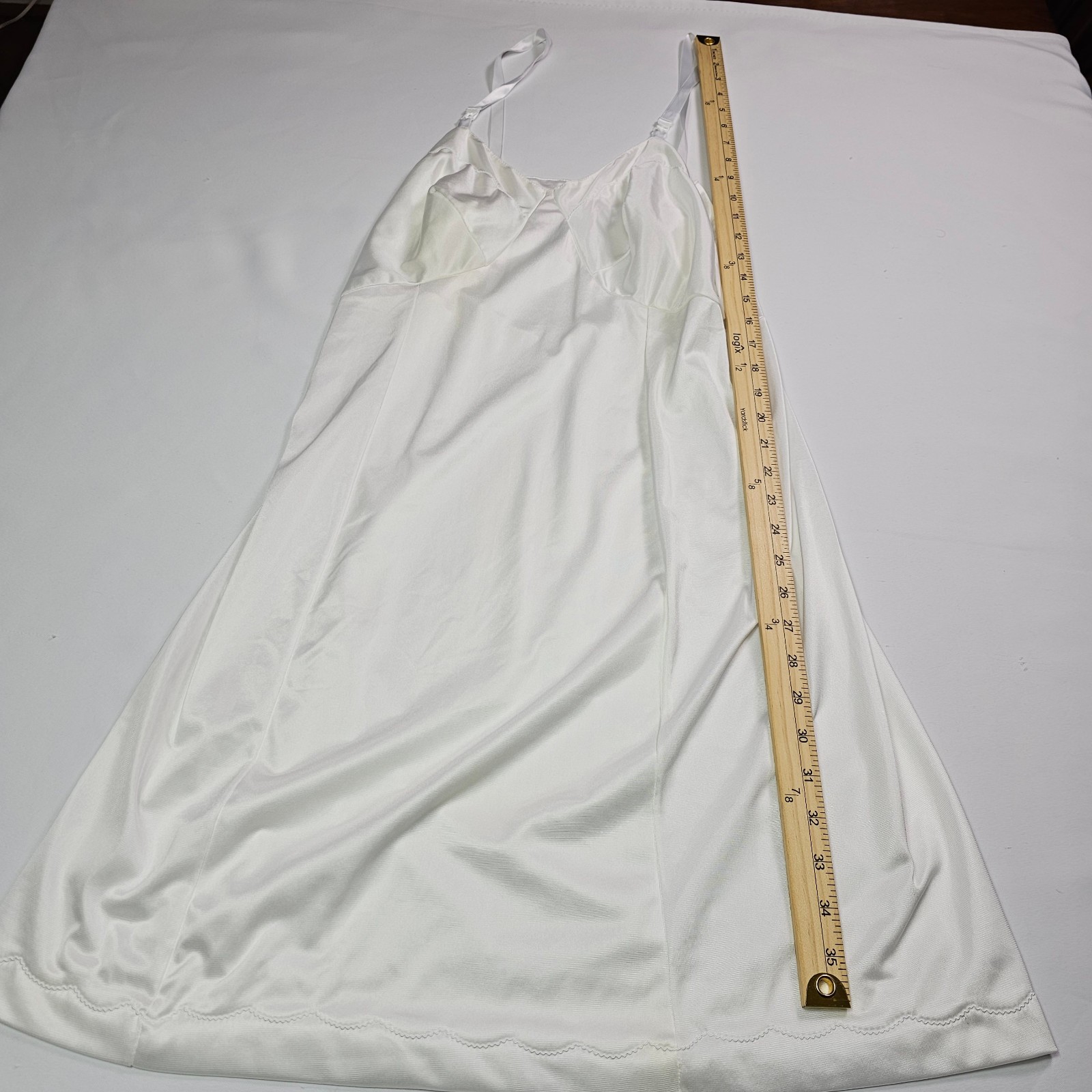 Vintage Sears White Full Slip Size 38 Short Nylon Anti-Cling Adjustable Straps