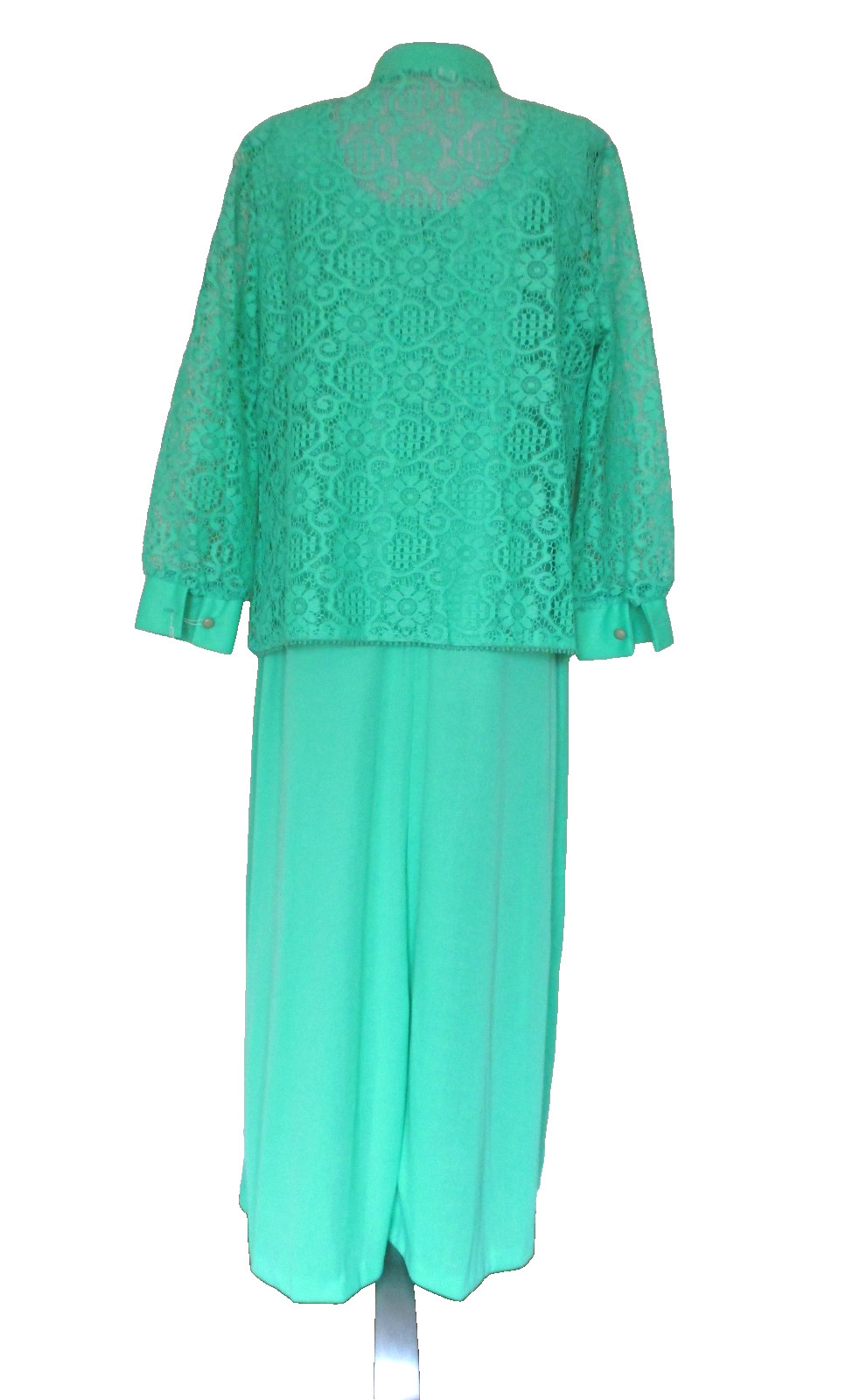 Vintage 70s Plus Size Maxi Dress Maxi Dress & Jacket Outfit Set 2X Women Green