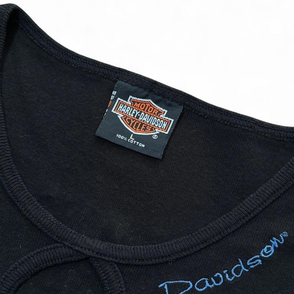 Vintage 90s Harley Davidson Daytona Florida Embroidered Cold Shoulder Top