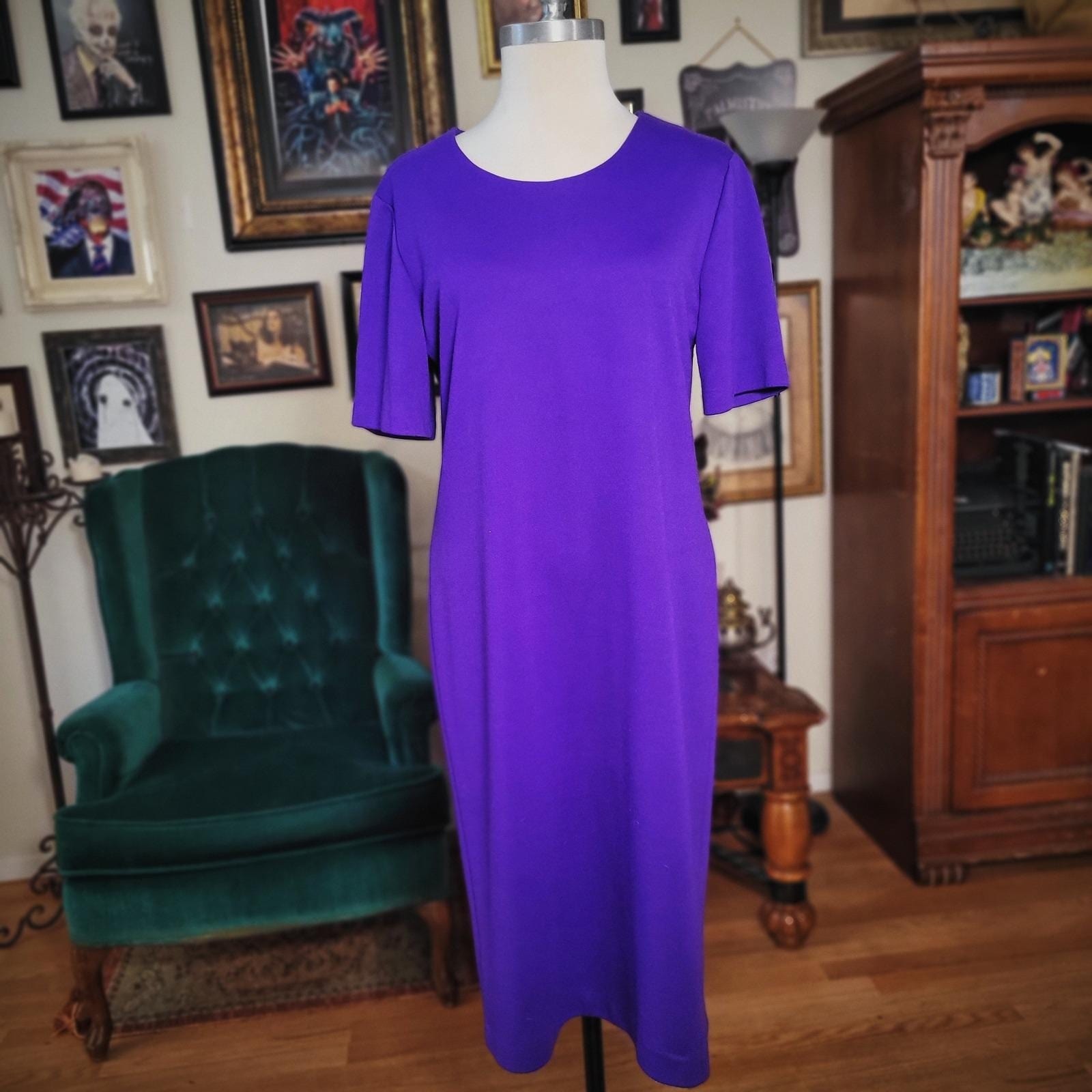 Berg-Ray Frocks Dress Jacket Set Purple Vintage 80s Womens 12 Retro Power Suit