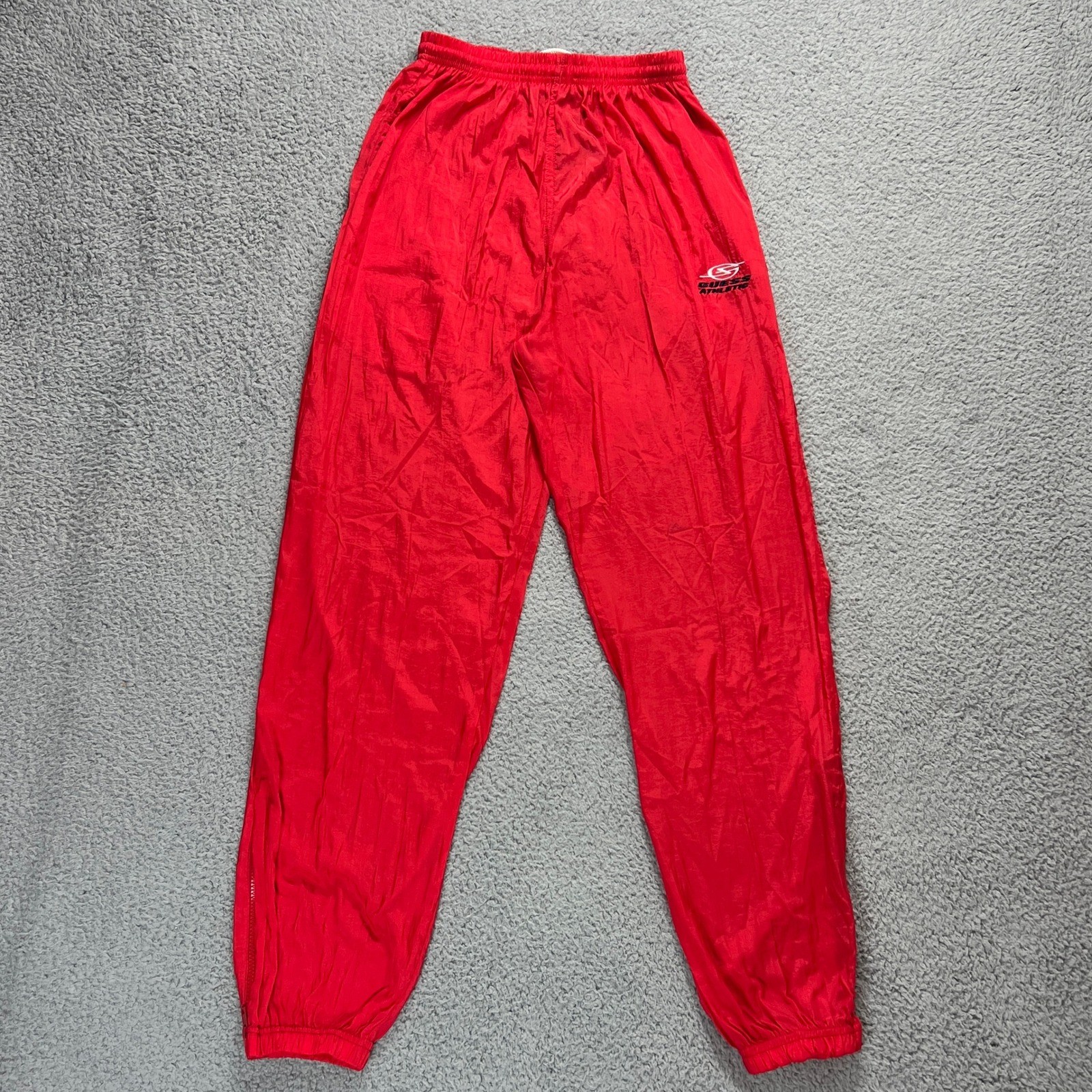 Guess Sport Track Pants Junior Small Red Nylon Vintage 90s Windbreaker NWT